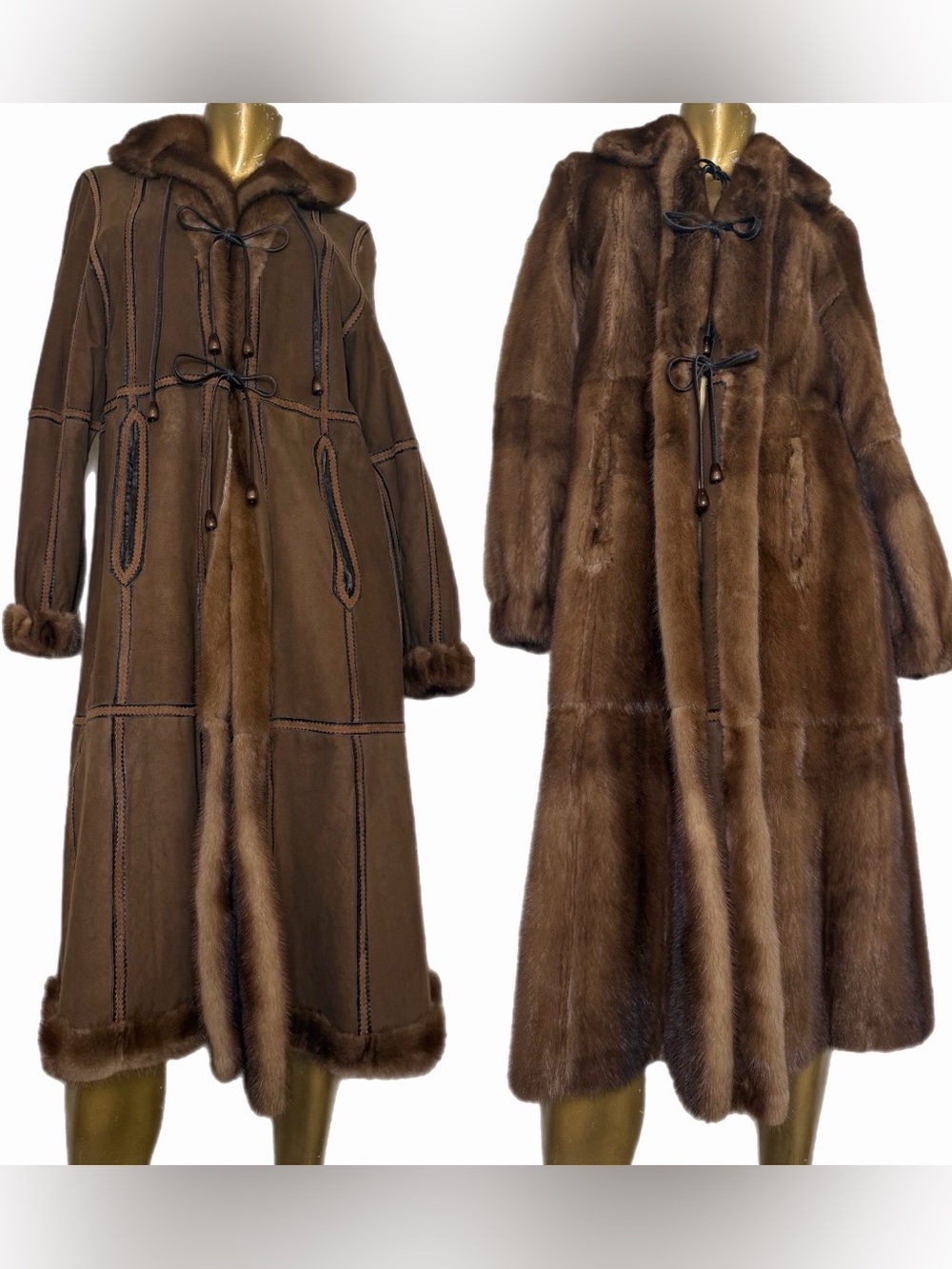 Vintage Reversible Mink Fur & Suede Leather Mid-length Custom Coat – 40” bust